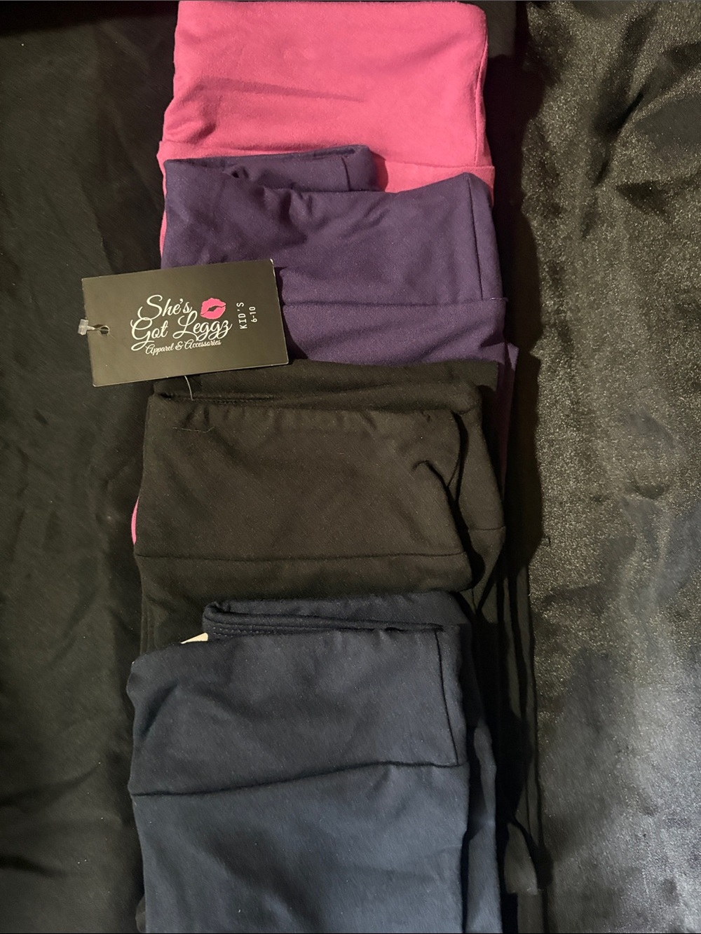 Girls' 4-Pack Stretch Leggings - Pink, Purple, Black, Navy